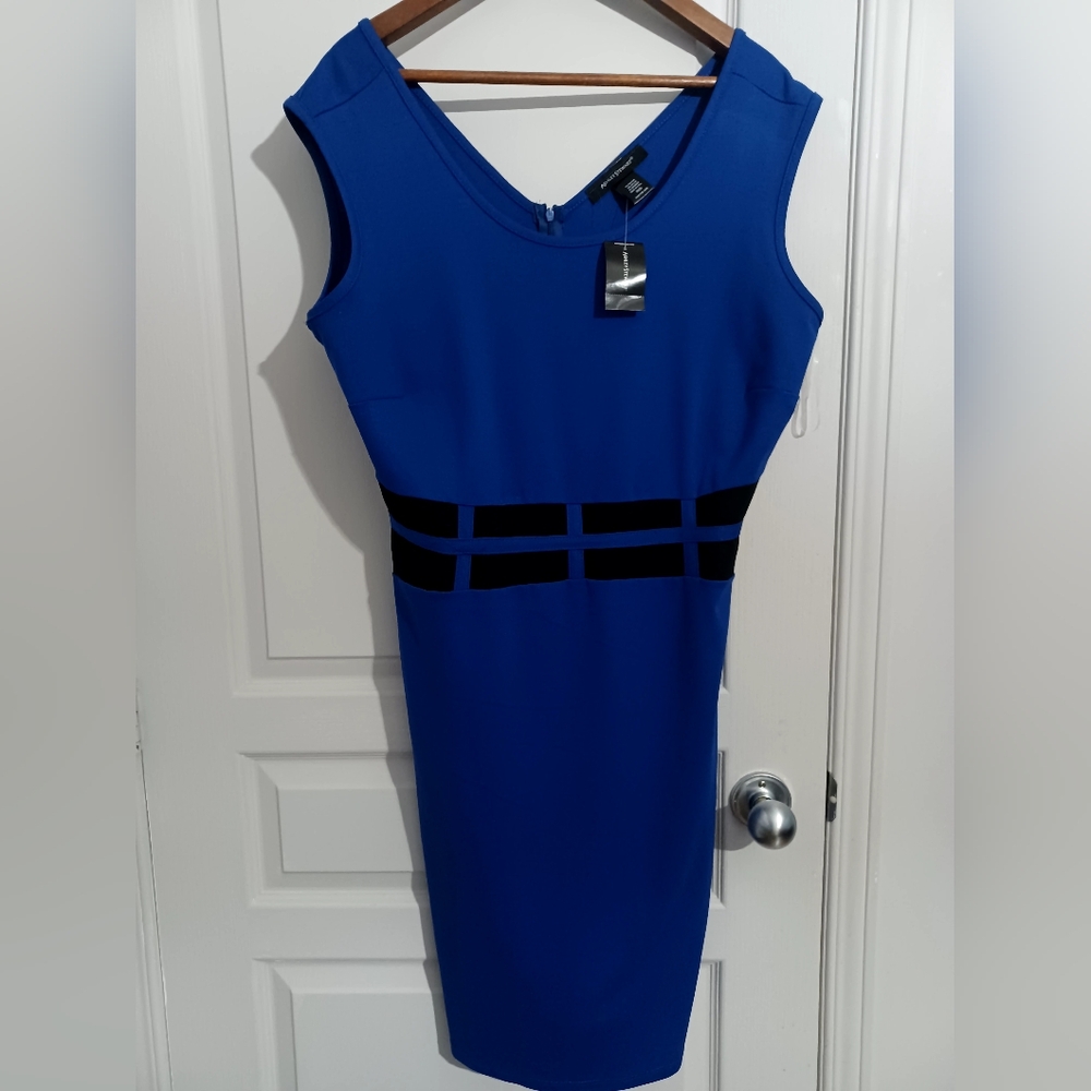 Blue and Black Midi Dress